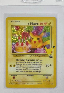 Pokemon Pikachu TCG Birthday Celebrations Holo Rare Card #24 Classic Collection - Image 1