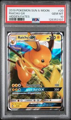 2019 POKEMON SUN & MOON HIDDEN FATES #20 RAICHU GX PSA 10 - Image 1