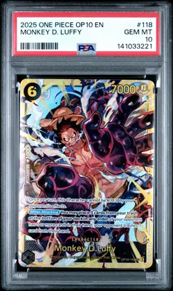 2025 ONE PIECE OP10-ROYAL BLOOD #118 MONKEY D. LUFFY PSA 10 - Image 1