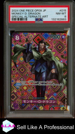 MONKEY D. DRAGON SPEC ALT ART ONE PIECE JP OP09-EMPEROR IN THE NW 2024 015 PSA 8 - Image 1