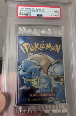 Pokemon PSA 9 GURANTEED SHADOWLESS Base Set Booster Pack Long Crimp - Image 2
