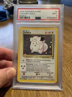 POKEMON CARD 2000 GAME CLEFABLE HOLO BASE SET 2 #5/130 GRADED PSA 9 - Image 1