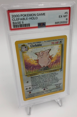 2000 POKEMON GAME Trading Card CLEFABLE #5/130 HOLO graded PSA EX-MT 6 - Image 1