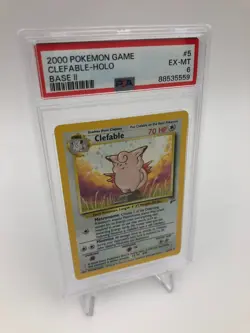 2000 POKEMON GAME Trading Card CLEFABLE #5/130 HOLO graded PSA EX-MT 6 - Image 5