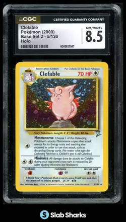 2000 POKEMON BASE SET 2 #5/130 CLEFABLE HOLO RARE CGC 8.5 - Image 1
