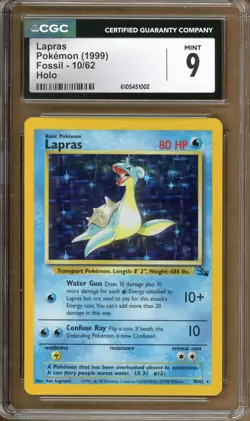Pokemon TCG Fossil #10/62 Lapras (10) Holo Rare MINT CGC 9 - Image 1