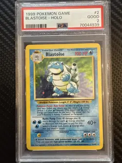 1999 POKEMON BASE SET UNLIMITED #2 BLASTOISE-HOLO PSA 2 - Image 1