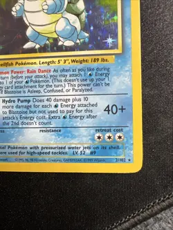 1999 Blastoise 2/102 Holo Rare, Pokemon Base Set Card, LP - Image 5
