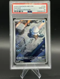 🔥Pokemon SNOVER 140/132 PSA GEM/MINT 10!Mega Evolution ILLUSTRATION RARE🔥 - Image 1