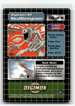Digimon - Skullgreymon U4 - Foil Chase Card - Upper Deck 1999 - Image 2