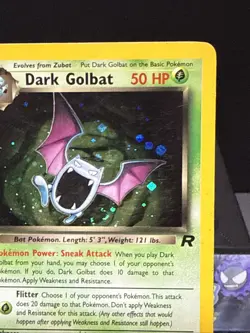 Pokemon Card Dark Golbat 7/82 Team Rocket Set Holo Rare Swirl Light Play - Image 2