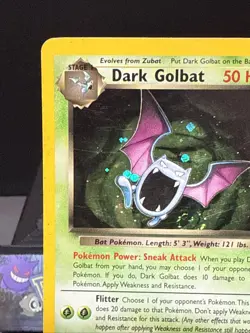 Pokemon Card Dark Golbat 7/82 Team Rocket Set Holo Rare Swirl Light Play - Image 3