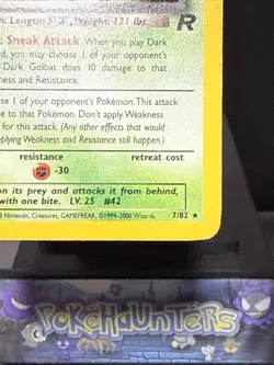 Pokemon Card Dark Golbat 7/82 Team Rocket Set Holo Rare Swirl Light Play - Image 4