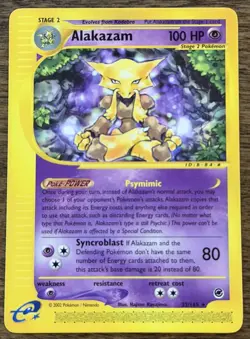 2002 Alakazam Pokemon TCG Expedition Base Set 33/165 Rare E-Reader Card - Image 1