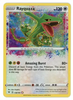 Rayquaza 138/185 Amazing Rare Holo Vivid Voltage Pokemon Card - Image 1