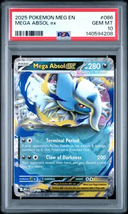 2025 POKEMON MEG EN-MEGA EVOLUTION #086 MEGA ABSOL EX PSA 10 - Image 1