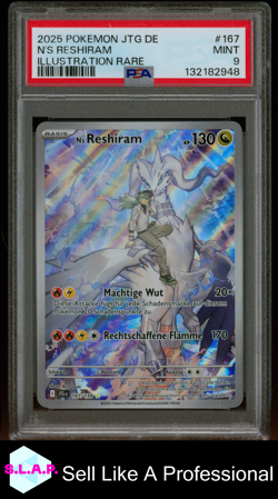 N'S RESHIRAM ILL RARE POKEMON GER JTG DE-JOURNEY TOGETHER 2025 167 PSA 9 - Image 1