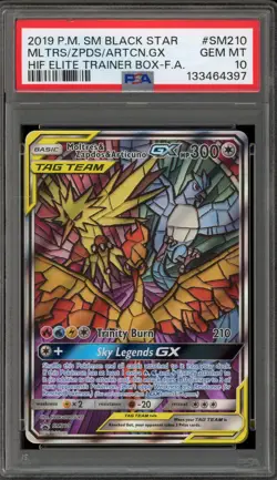 Pokemon Moltres & Zapdos & Articuno GX Hidden Fates ETB FA Promo SM210 PSA 10 - Image 1