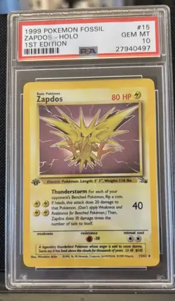 1999 Pokemon Zapdos-Holo 1st Edition #15 PSA 10 - Image 1