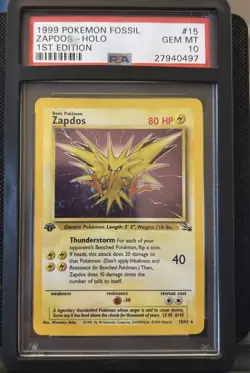 1999 Pokemon Zapdos-Holo 1st Edition #15 PSA 10 - Image 3