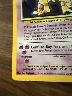 Alakazam 1/130 Base Set 2 Holo Rare Pokemon Card LP/MP - Image 5