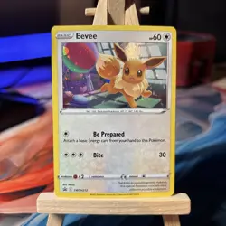 Pokemon Card Eevee SWSH212 Black Star Promo Sword & Shield Holo Rare - Image 1