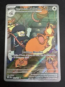 Pokemon 2025 Destined Rivals Team Rockets Raticate #202/182 Illustration Rare NM - Image 1