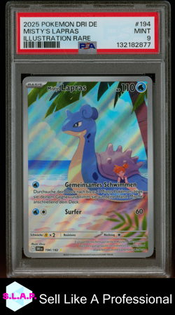 MISTY'S LAPRAS ILL RARE POKEMON GER DRI DE-DESTINED RIVALS 2025 194 PSA 9 - Image 1