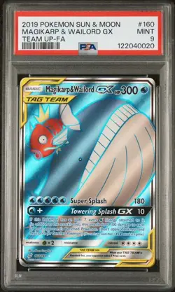PSA 9 MINT Magikarp & Wailord GX Team Up Full Art Holo 2019 Pokemon 160/181 - Image 1