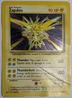 DAMAGED Pokemon Card Holo Lot - Base Set Zapdos 16/102 & Fossil Raichu 14/62 - Image 2