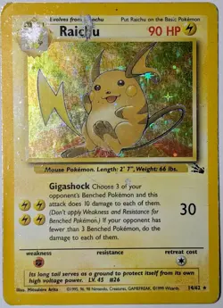 DAMAGED Pokemon Card Holo Lot - Base Set Zapdos 16/102 & Fossil Raichu 14/62 - Image 4