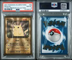 Pikachu 58/102 Gold Metal 2021 Celebrations UPC PSA 8 NM-MT Pokemon Card - Image 3