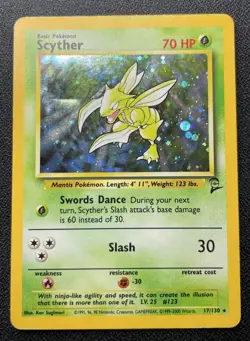 Pokemon Scyther 17/130 Holo Rare Base Set 2 MP / DMG - Image 1