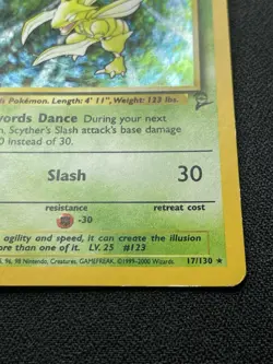Pokemon Scyther 17/130 Holo Rare Base Set 2 MP / DMG - Image 4