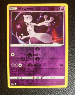 Pokemon Mewtwo TCG Reverse Holo Rare Card 059/159 Sword & Shield Crown Zenith - Image 1