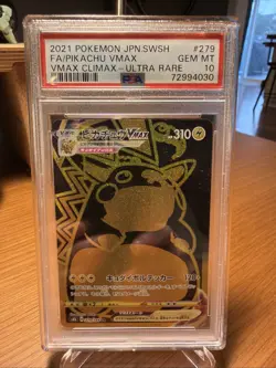 2021 POKEMON JPN SWORD & SHIELD VMAX CLIMAX #279 FULL ART/PIKACHU VMAX PSA 10 - Image 1