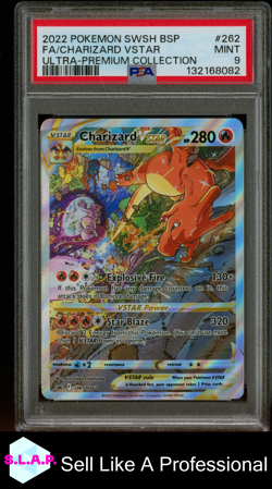 FA/CHARIZARD VSTAR ULTRA-PREMIUM COLL POKEMON SWSH BLCK STR PRM 2022 262 PSA 9 - Image 1