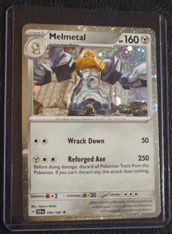 Pokemon Stellar Crown Melmetal 104/142 Cosmos Holo Blister Exclusive NM-M - Image 1