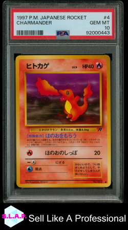 CHARMANDER POKEMON #4 1997 ROCKET GANG NON-HOLO JAPANESE PSA 10 - Image 1