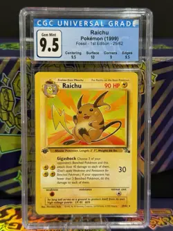 1999 Pokemon Fossil 1st Edition Raichu 29/62 CGC 9.5 Blue label CGC 10 - Image 1