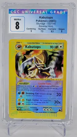 Kabutops Crystal Type Reverse Holo CGC NM/MINT 8 Skyridge Pokemon TCG subgrades - Image 1