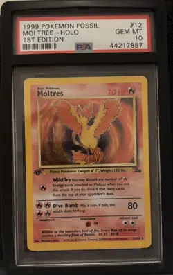 1999 POKEMON FOSSIL 1ST EDITION #12 MOLTRES-HOLO PSA 10 - Image 1