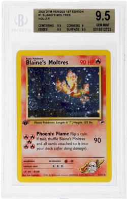 2000 Pokemon Gym Heroes Blaine's Moltres 1st Edition Holo #1 BGS 9.5 - Image 1