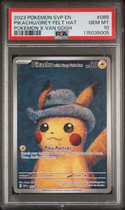 2023 POKEMON SVP EN-SV BLACK STAR PROMO #085 PIKACHU WITH GREY FELT HAT PSA 10 - Image 1