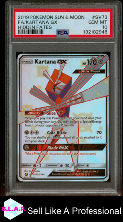 FA/KARTANA GX HIDDEN FATES POKEMON SUN & MOON HIDDEN FATES 2019 SV73 PSA 10 - Image 1