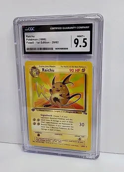 CGC 9.5 Raichu 1st Edition 29/62 Fossil 1999 Pokemon Card Graded MINT+ - Image 1