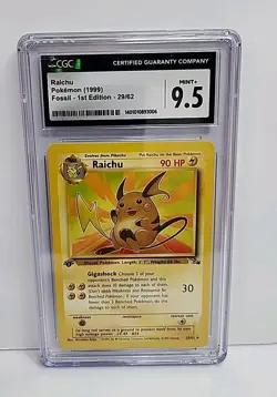CGC 9.5 Raichu 1st Edition 29/62 Fossil 1999 Pokemon Card Graded MINT+ - Image 2
