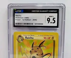 CGC 9.5 Raichu 1st Edition 29/62 Fossil 1999 Pokemon Card Graded MINT+ - Image 3