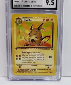 CGC 9.5 Raichu 1st Edition 29/62 Fossil 1999 Pokemon Card Graded MINT+ - Image 4