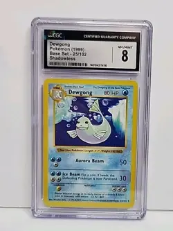 CGC 8 Dewdong 25/102 Base Set Shadowless 1999 Pokemon Card Graded CGC Mint 8 - Image 1